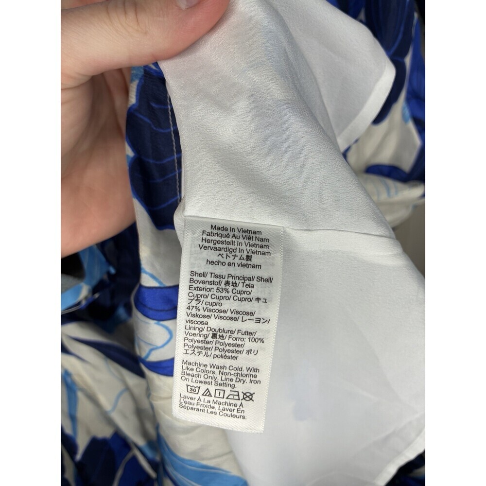 J Crew Collection NWT One Shoulder Ruffle Hem Dress in Painted Floral Blue 10 - Picture 5 of 11